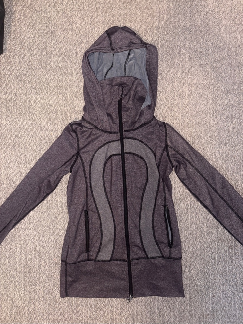 Lululemon Heathered Purple Gray Hooded Zip Athletic Jacket *RARE